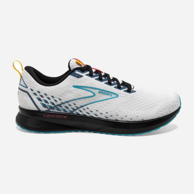 Brooks Levitate 5 Mens Road Running Shoes - White/BlueBird/Black - Philippines (472609MFL)